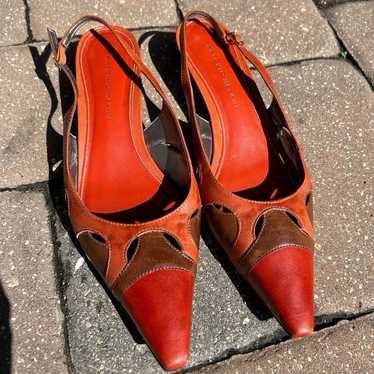 Orange Slingback Kitten Heels