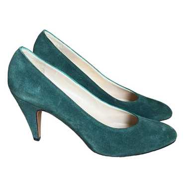 Salvatore Ferragamo green suede heels