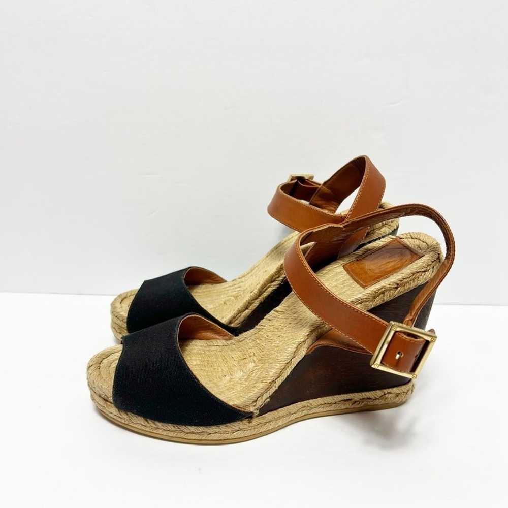 TORY BURCH CANVAS BROWN BLACK GOLD WOMEN WEDGE HE… - image 5