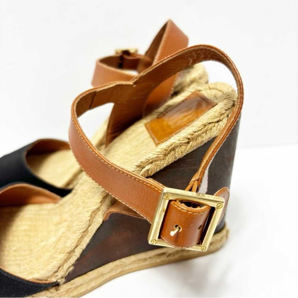 TORY BURCH CANVAS BROWN BLACK GOLD WOMEN WEDGE HE… - image 9