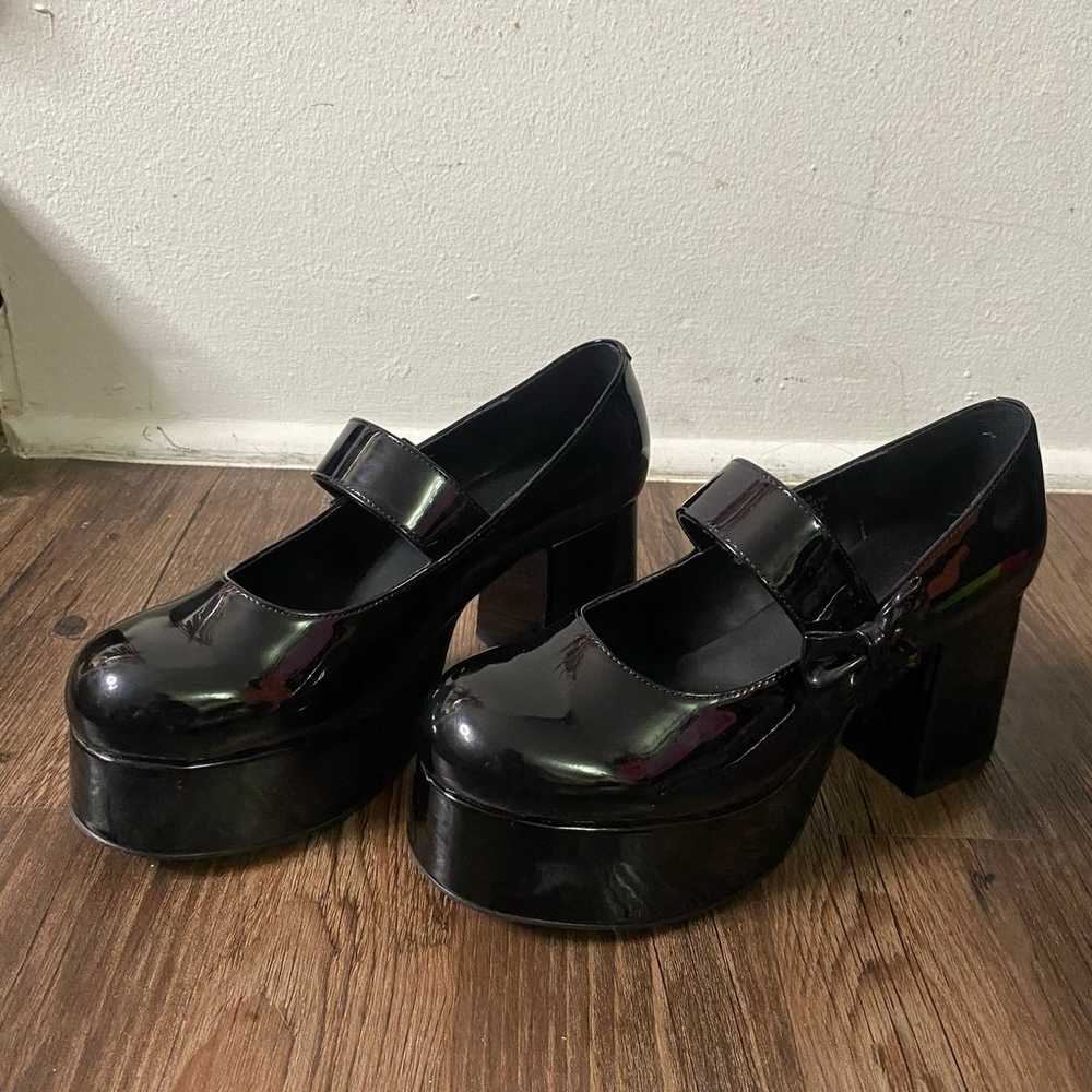 Dolls Kill Sugar Thrillz Black pvc bow mary janes… - image 3