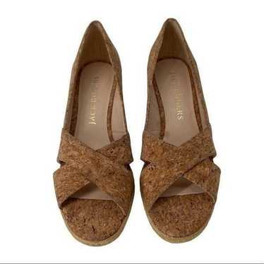 Jack Rogers Tan Palmer Cork Espadrille Wedges NWOT