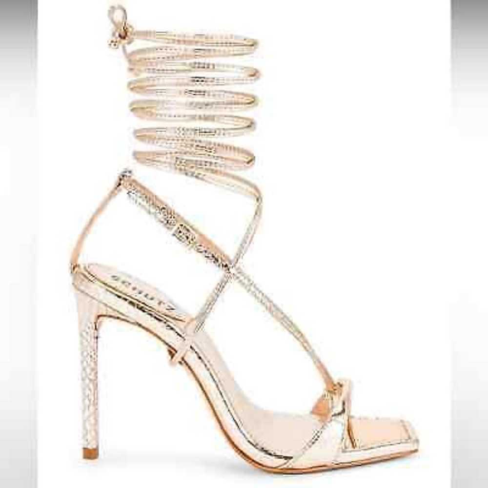 SCHUTZ Vikki Metallic Leather Sandal Platina Size… - image 3