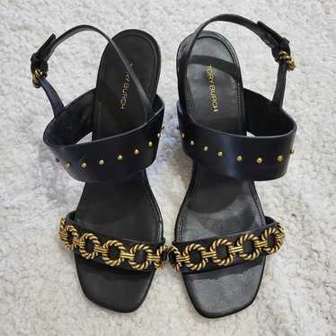 TORY BURCH Perrine Wedge Sandals  Black  size 8 - image 1