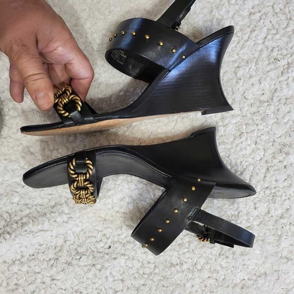 TORY BURCH Perrine Wedge Sandals  Black  size 8 - image 2