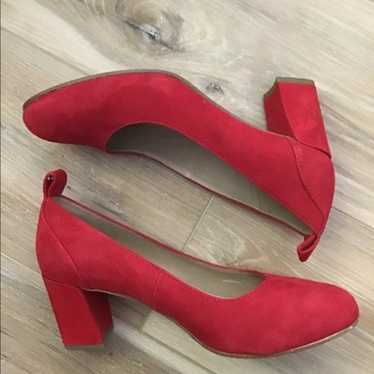 Eileen Fisher Red Suede Heels 7