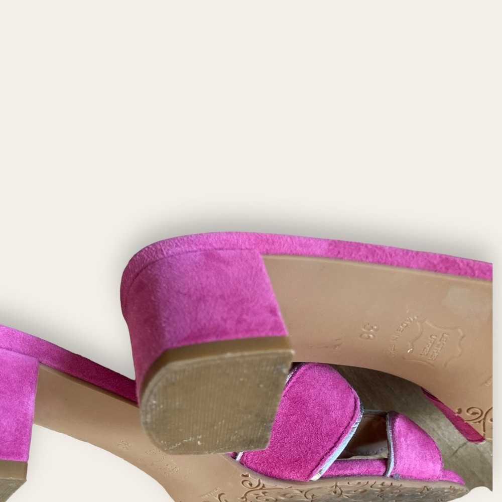 Brenda zaro pink kitten heels slides suede size 36 - image 5