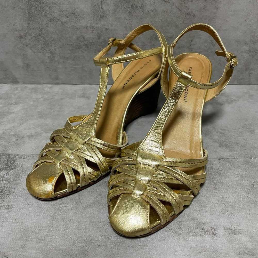 【Fabio Rusconi】(36) Strap Pumps Wedge Sole Gold - image 1