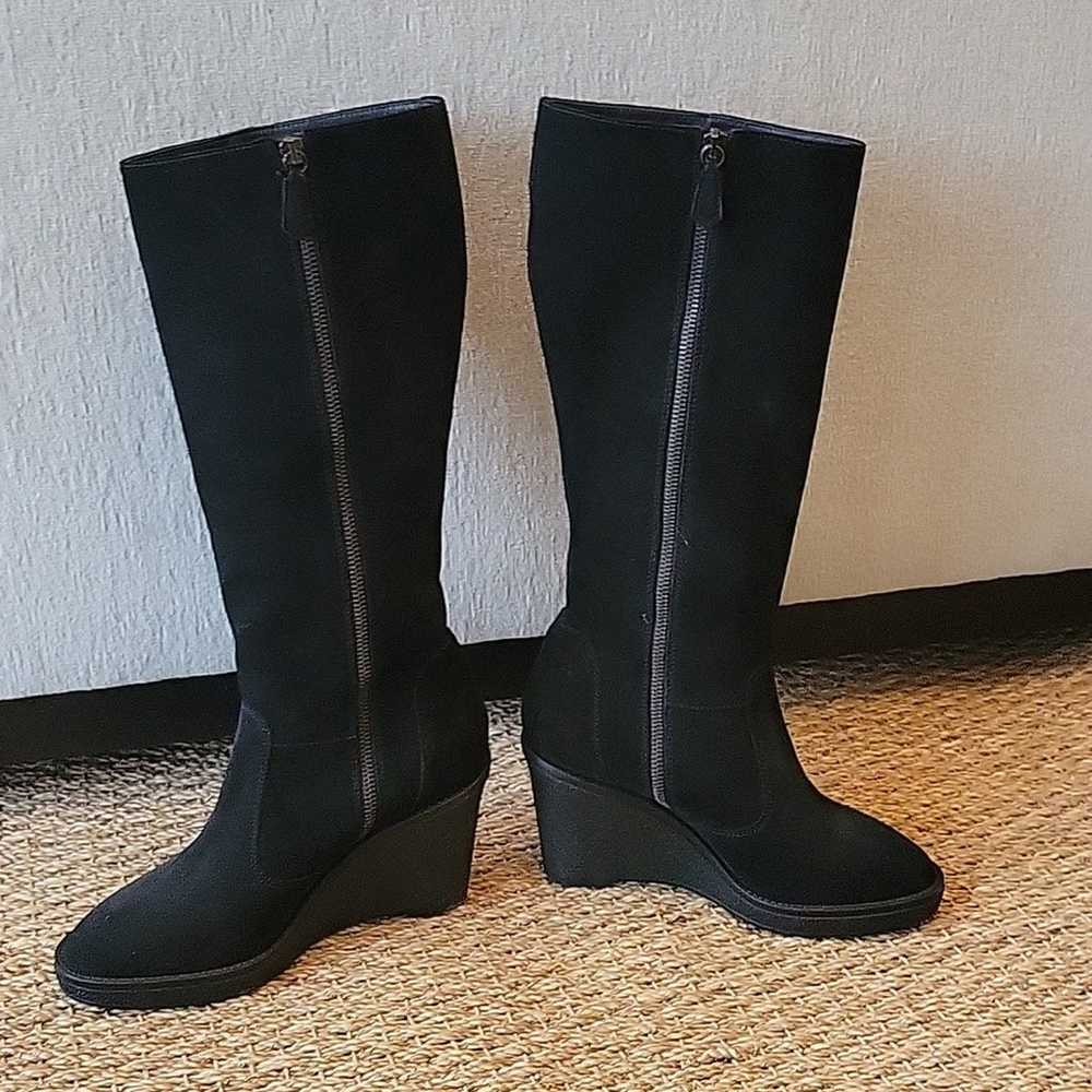 GRIGIARANCIO black suede leather knee-high wedge … - image 4