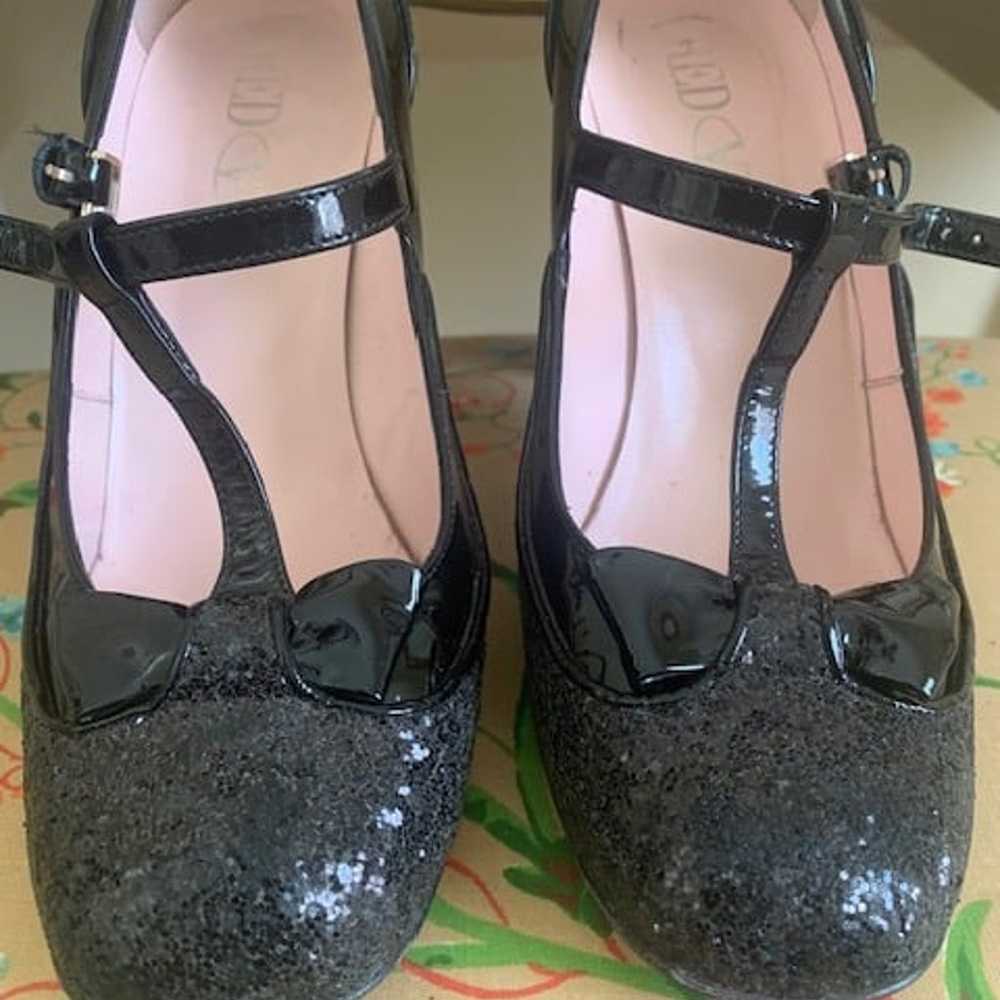 red valentino black glitter t strap heels - image 2