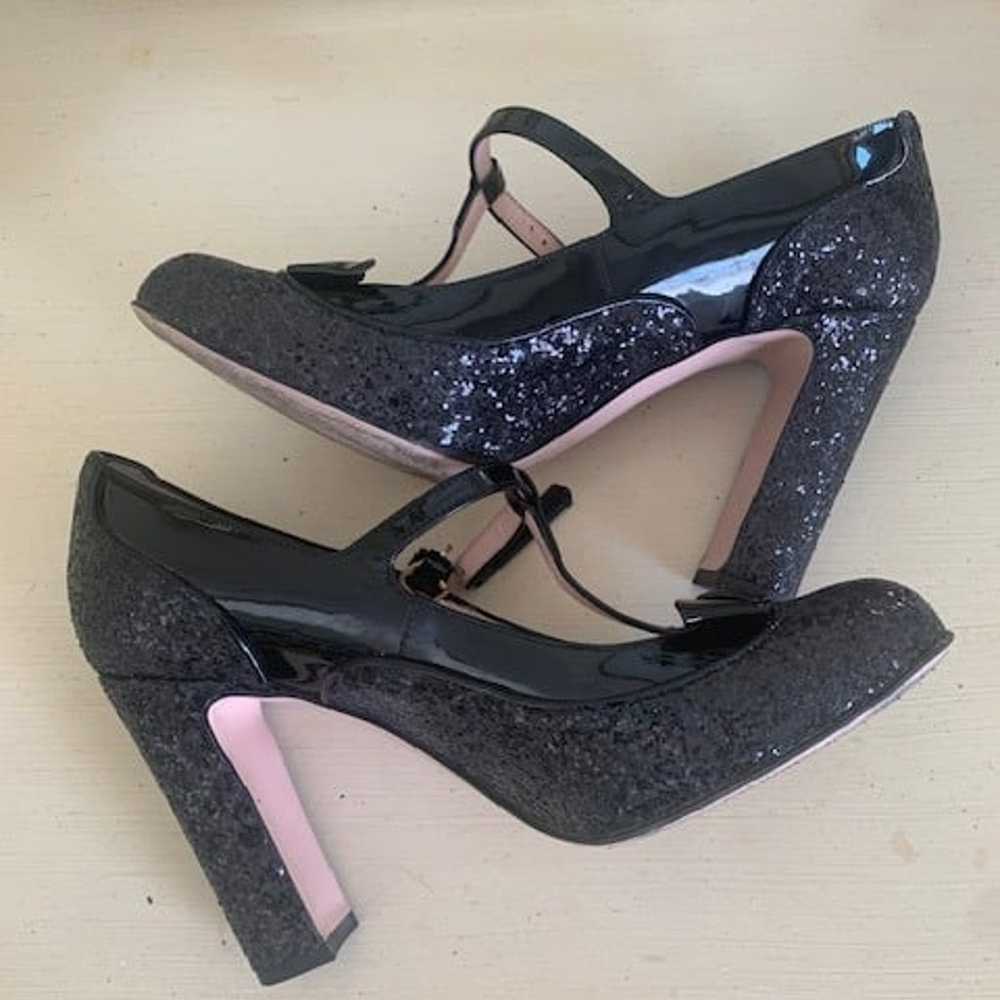 red valentino black glitter t strap heels - image 8