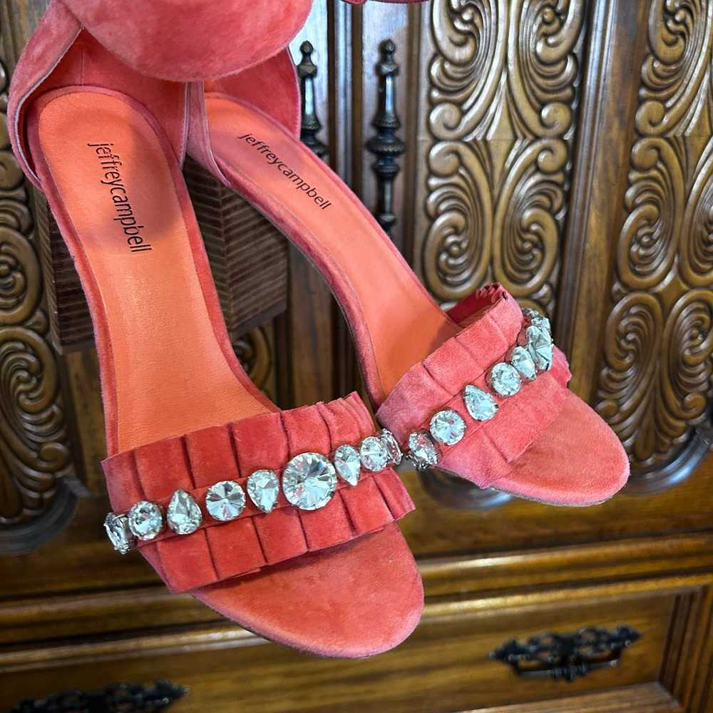 Jeffrey Campbell pink suede purdy rhinestone heels - image 3