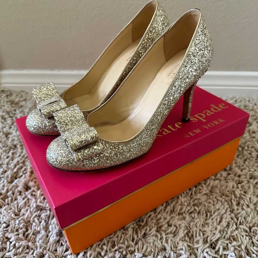 Kate Spade gold sparkle pumps 7.5 IN BOX - image 2