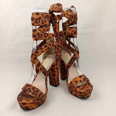 DREAM PAIRS Leopard High Heels Chunky Block Platfo