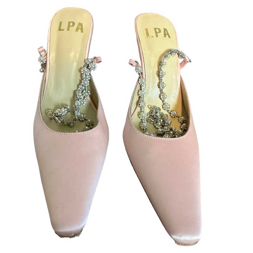 LPA Pink Pearl Rhinestone Strap Pump Heel SIZE 6.… - image 5