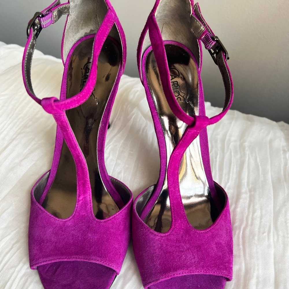 Carlos Santana Dream T-Strap Suede Heels Lilac si… - image 1