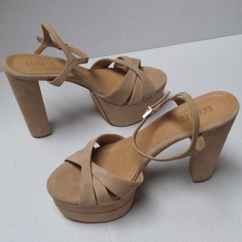 Schutz Keefa Beige Suede Platform High Heel Pump … - image 10