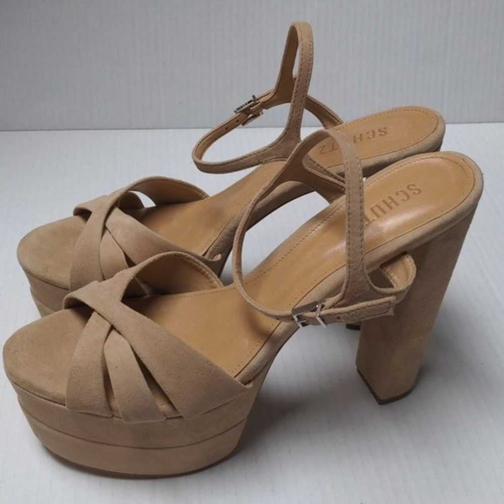 Schutz Keefa Beige Suede Platform High Heel Pump … - image 1