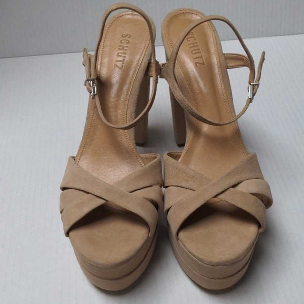 Schutz Keefa Beige Suede Platform High Heel Pump … - image 2