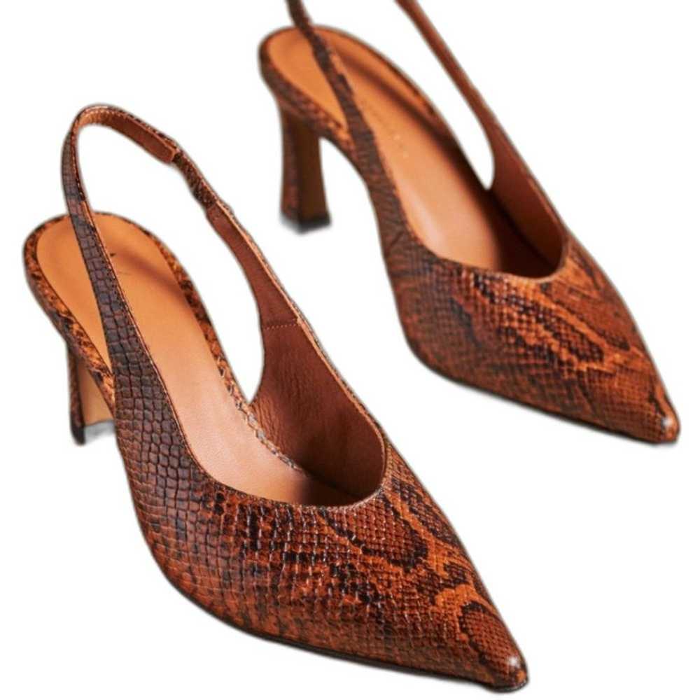 Italian Handmade Snake Skin Heels, Size 6 - image 1