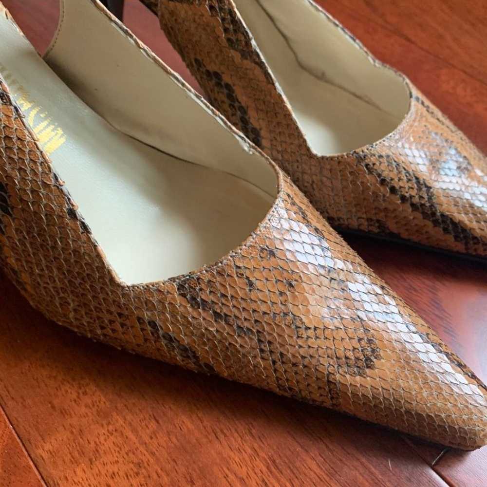 Italian Handmade Snake Skin Heels, Size 6 - image 2