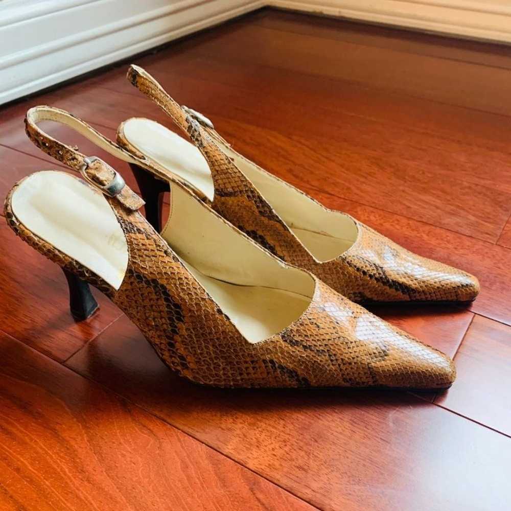 Italian Handmade Snake Skin Heels, Size 6 - image 3