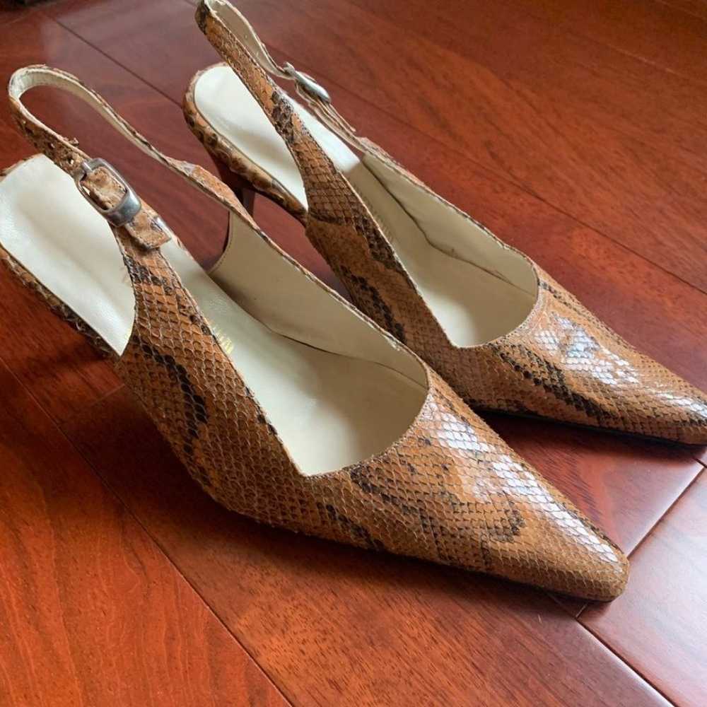 Italian Handmade Snake Skin Heels, Size 6 - image 4