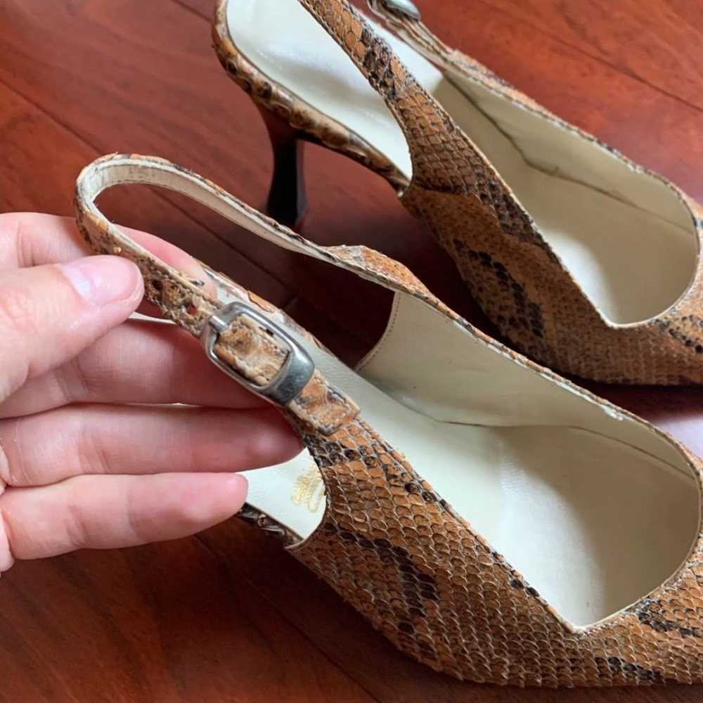 Italian Handmade Snake Skin Heels, Size 6 - image 5