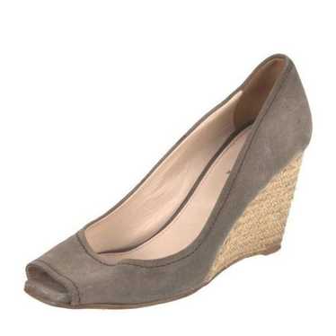 Prada authentic Gray Peep Toe Suede Leather Wedge… - image 1