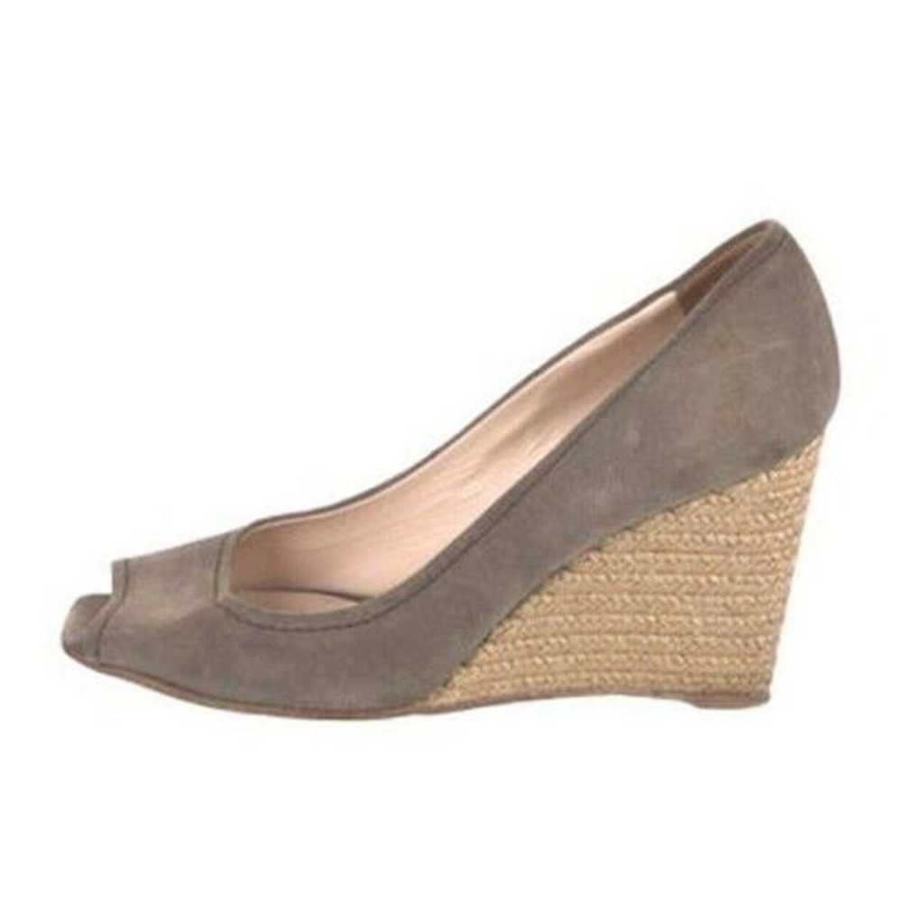 Prada authentic Gray Peep Toe Suede Leather Wedge… - image 2