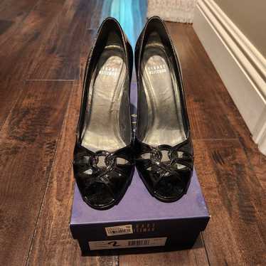 Stuart Weitzman black soft patent leather swirls 8