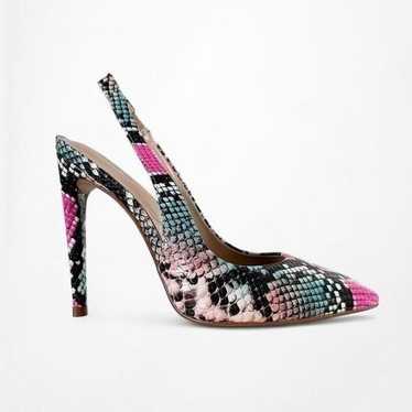 Aldo Pink Black Animal Snake Print Slingback Stile