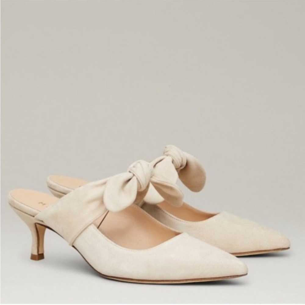 M. Gemi The Lasso Suede Bow Kitten Heels Mules - image 2