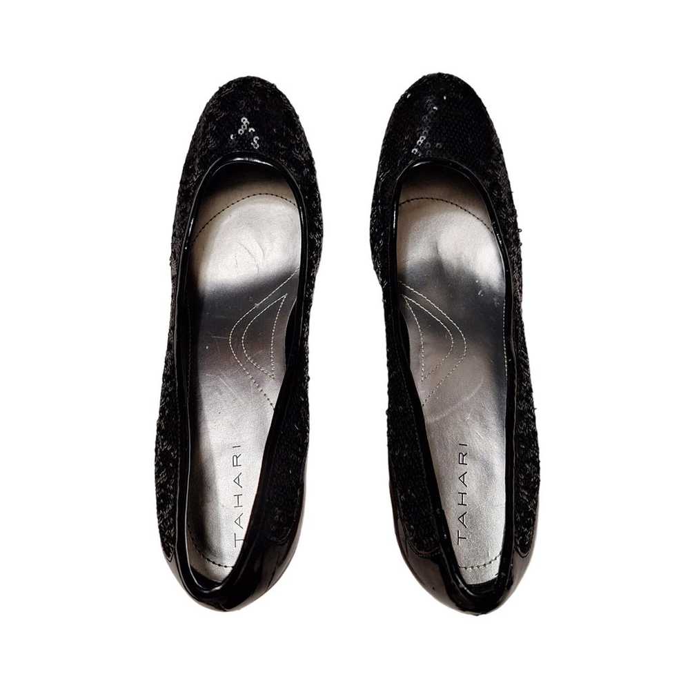 Tahari "Cheryl" patent leather sequined pumps - image 7