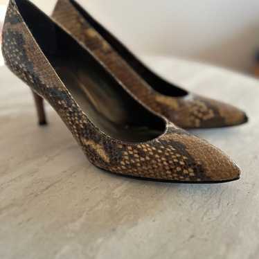 Stuart Weitzman Brown Python Glossy Pumps