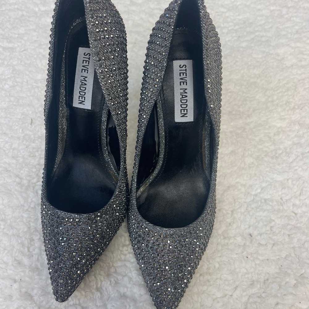 Steve Madden Daisy Gunmetal Rhinestone Heels - image 2