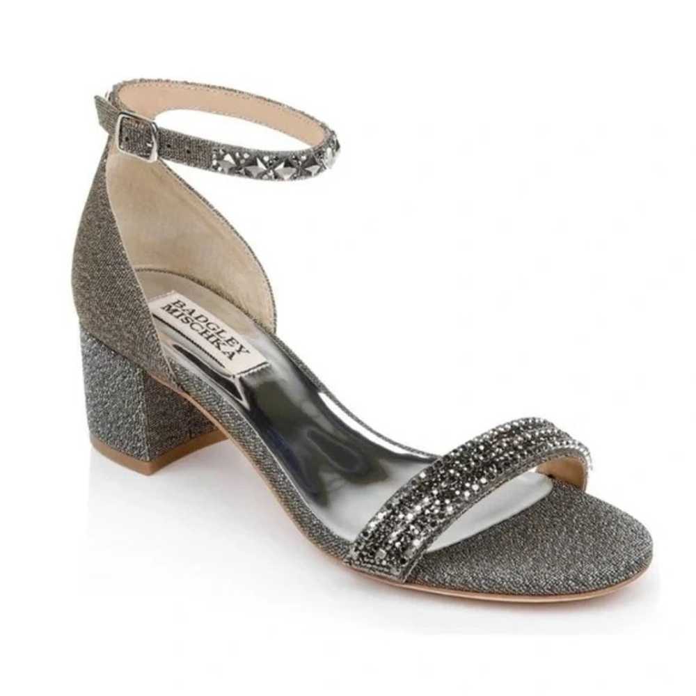 Badgley Mischka Metallic Embellished Block Heels … - image 1