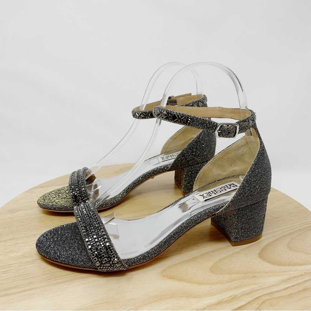 Badgley Mischka Metallic Embellished Block Heels … - image 2