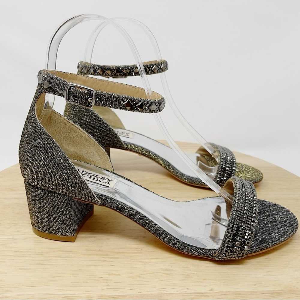 Badgley Mischka Metallic Embellished Block Heels … - image 3