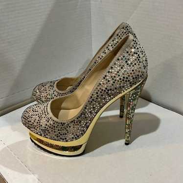 Crystal studded High heel shoes . Beautiful. l siz