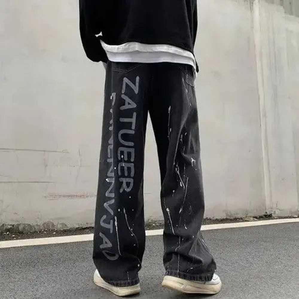 Jean × Streetwear Bandana Patchwork Straight Leg … - image 4