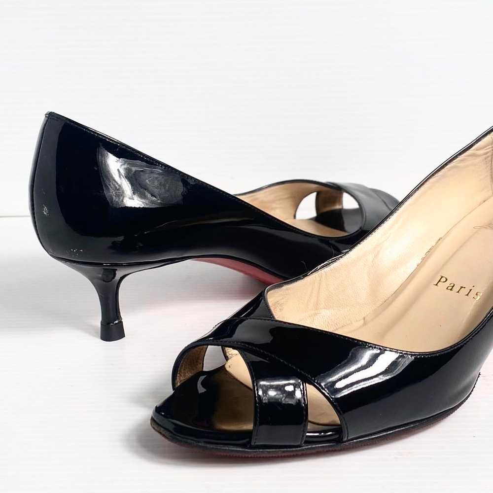 Christian Louboutin Black Patent Open Toe 22.0 - image 11