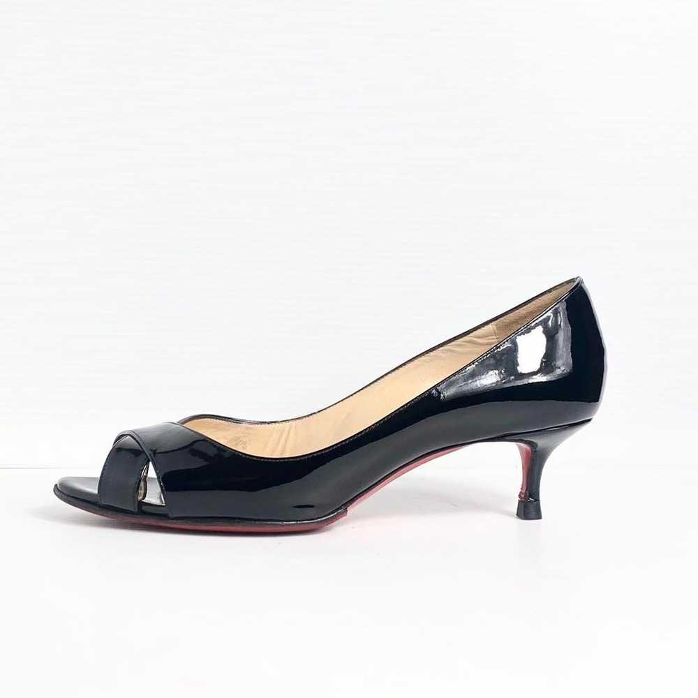 Christian Louboutin Black Patent Open Toe 22.0 - image 2