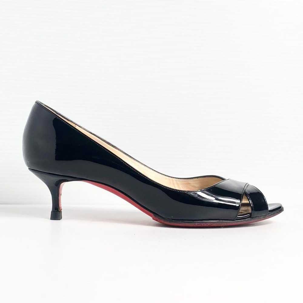 Christian Louboutin Black Patent Open Toe 22.0 - image 3