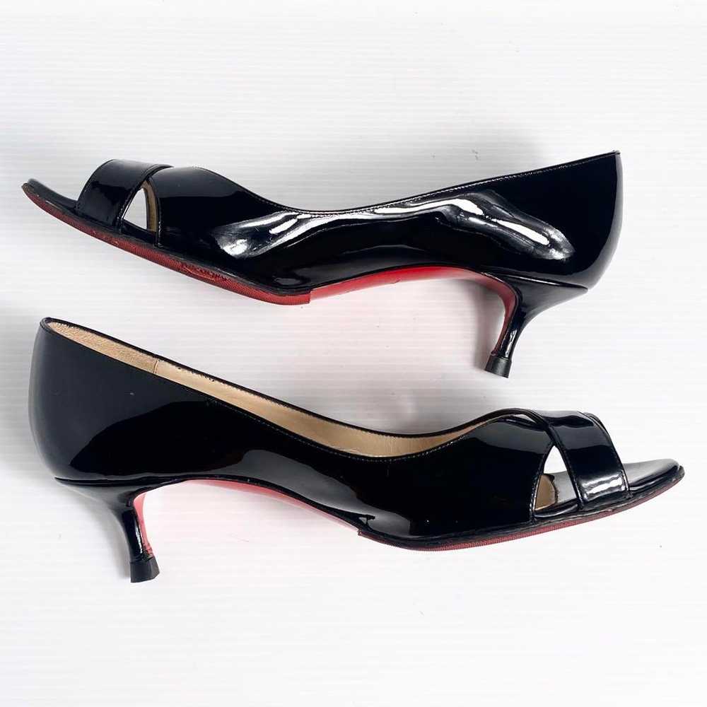 Christian Louboutin Black Patent Open Toe 22.0 - image 9