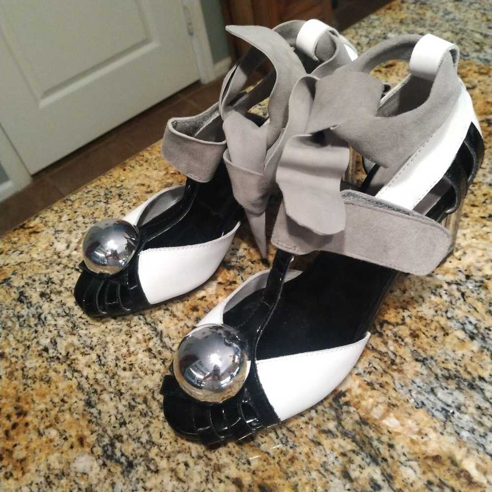 Rare Jeffrey Campbell Chaos Black White Leather P… - image 1