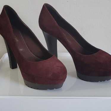 Sergio Rossi Burgundy Suede Platform Pumps