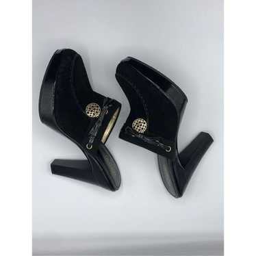 Coach Jodey Signature Black Suede Leather Heeled … - image 1