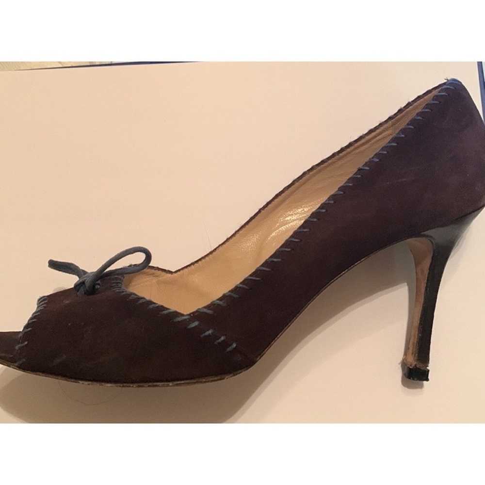 Manolo Blahnik Chocolate Brown Suede -Peep TOE -B… - image 11