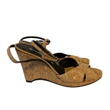 DONALD J. PLINER CORK ANKLE WRAP WEDGES